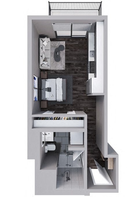 S22- STUDIO Floor Plan at Stadium Lofts, Kannapolis, 28081